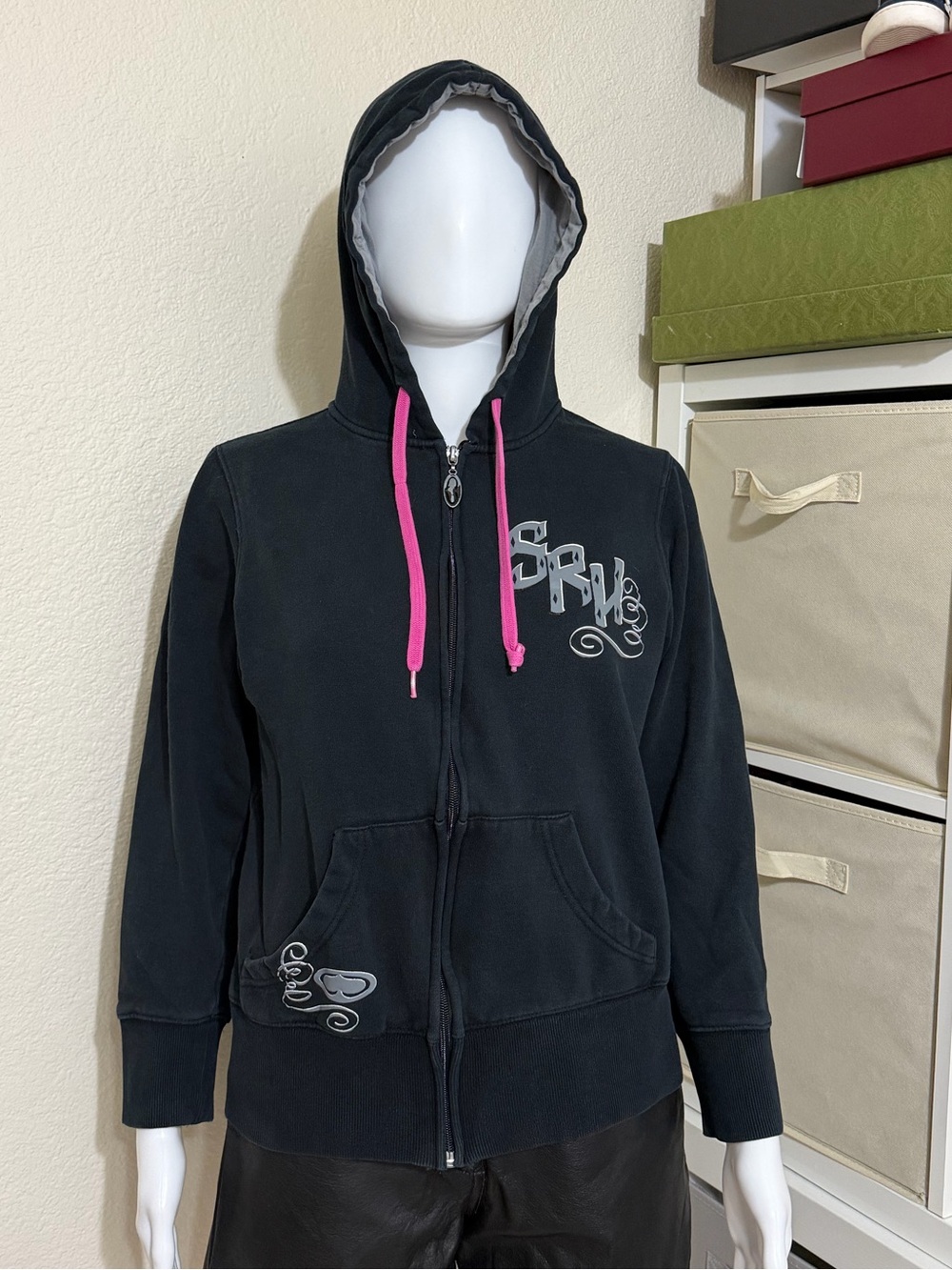 SRH Black Front Zip Hoodie Girls Size Large